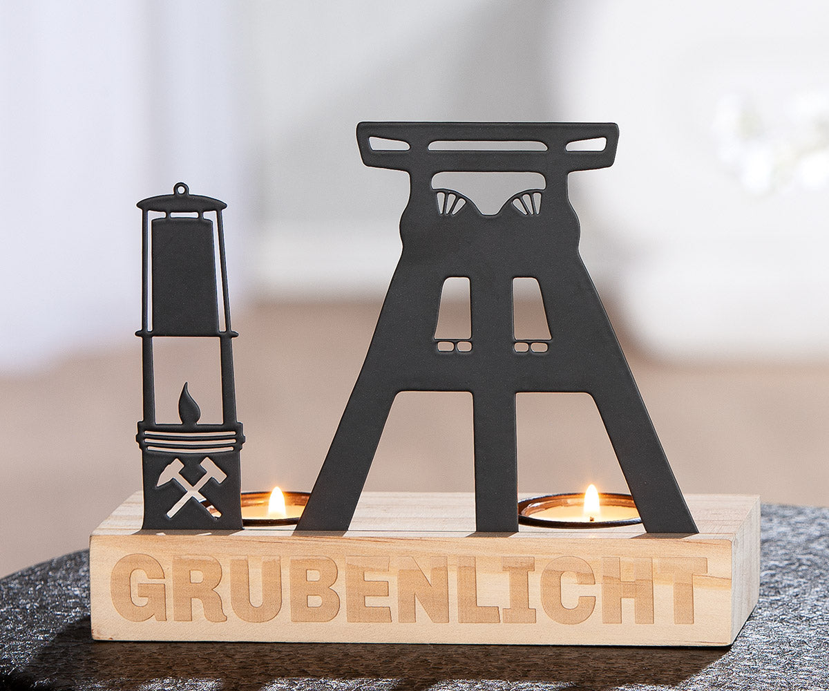 Teelichtleuchter Förderturm „Grubenlicht“