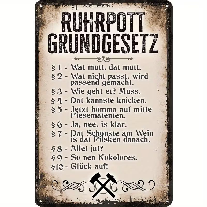 Schild "Ruhrpott Grundgesetze"