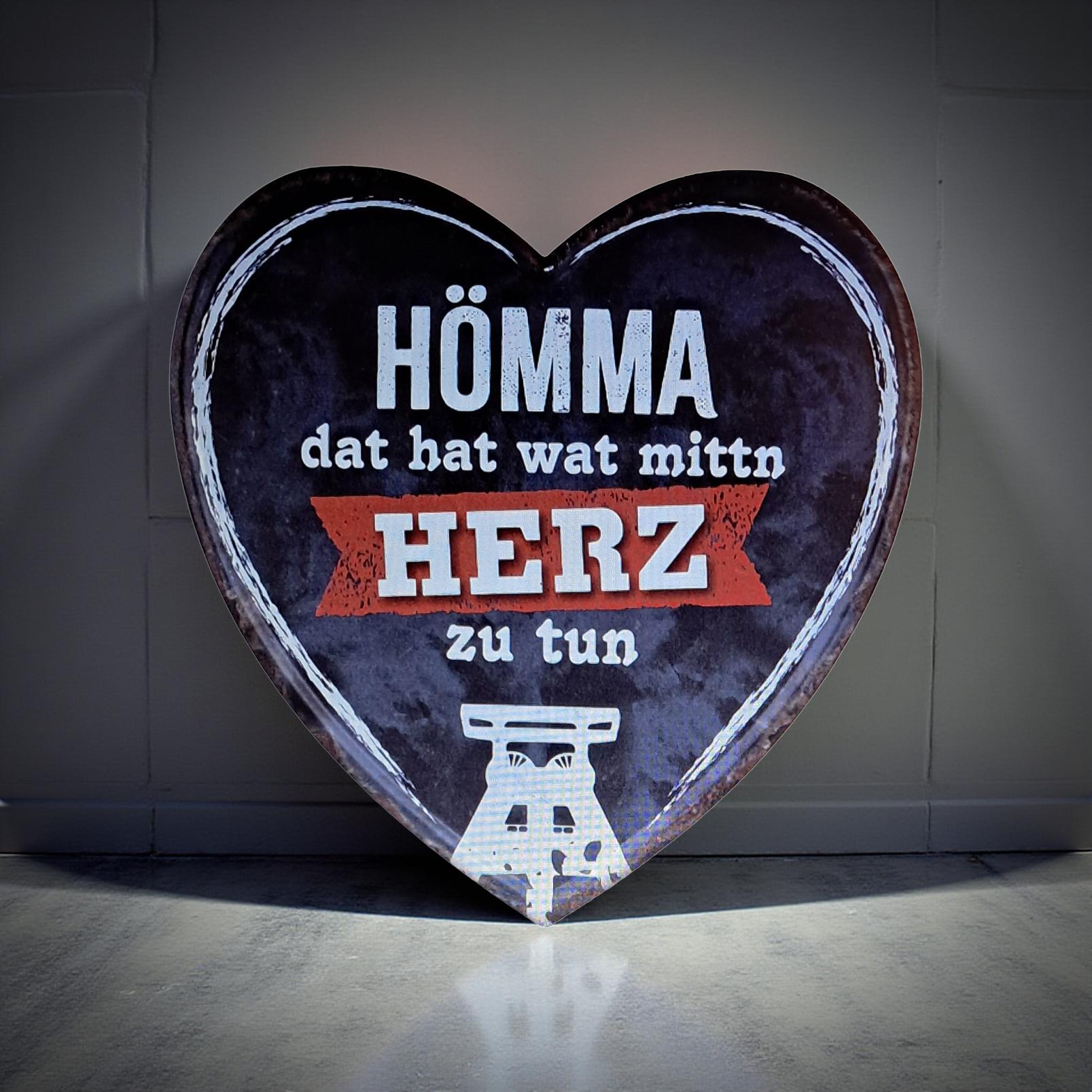 Ruhrpott Herz Schild,Metall schwarz,25x25